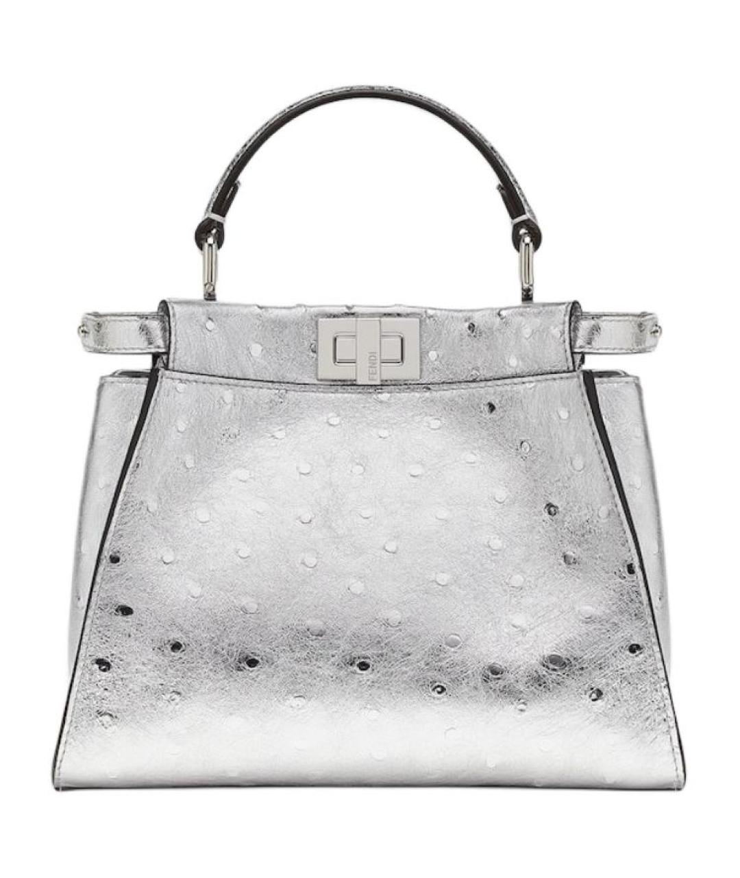 FENDI Серебряная сумка через плечо из экзотической кожи, фото 1