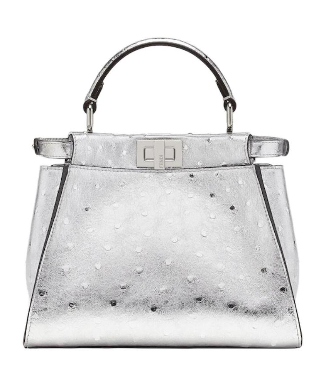 FENDI Серебряная сумка через плечо из экзотической кожи, фото 3