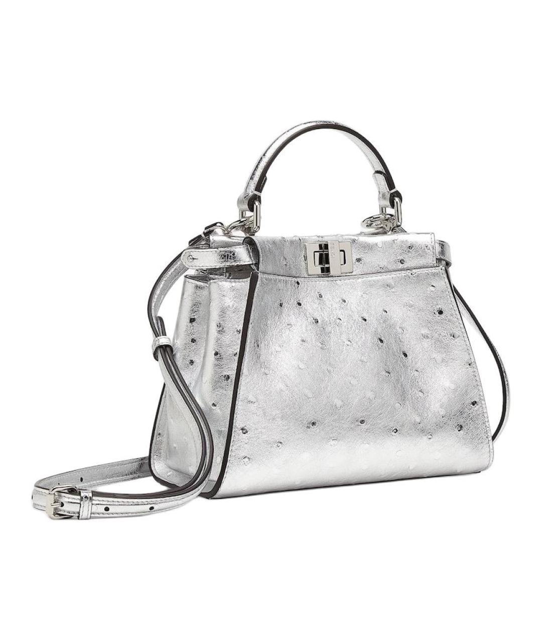 FENDI Серебряная сумка через плечо из экзотической кожи, фото 2