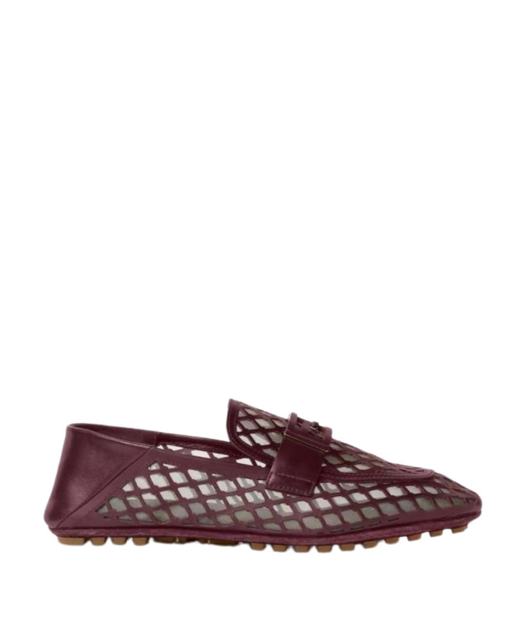 FENDI Бордовые кожаные мокасины, фото 1