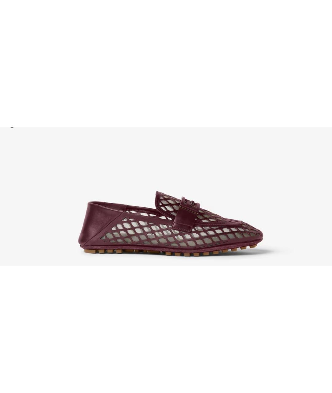 FENDI Бордовые кожаные мокасины, фото 4
