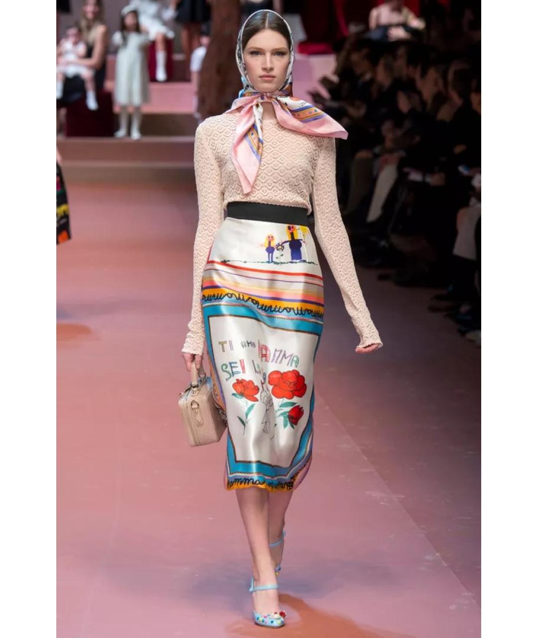 DOLCE&GABBANA Мульти шелковая юбка миди, фото 5
