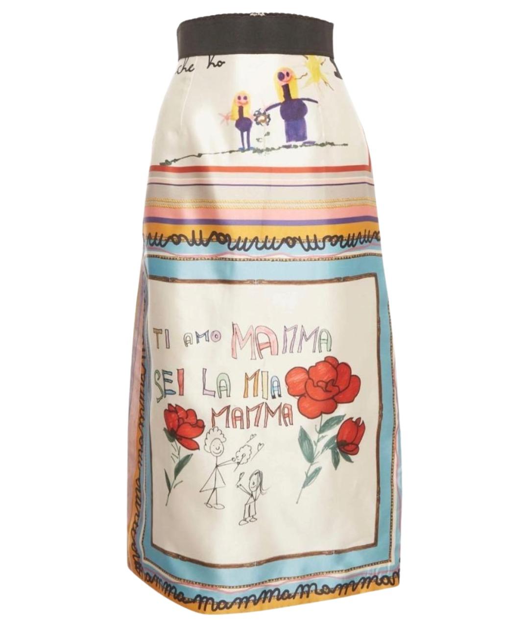 DOLCE&GABBANA Мульти шелковая юбка миди, фото 1