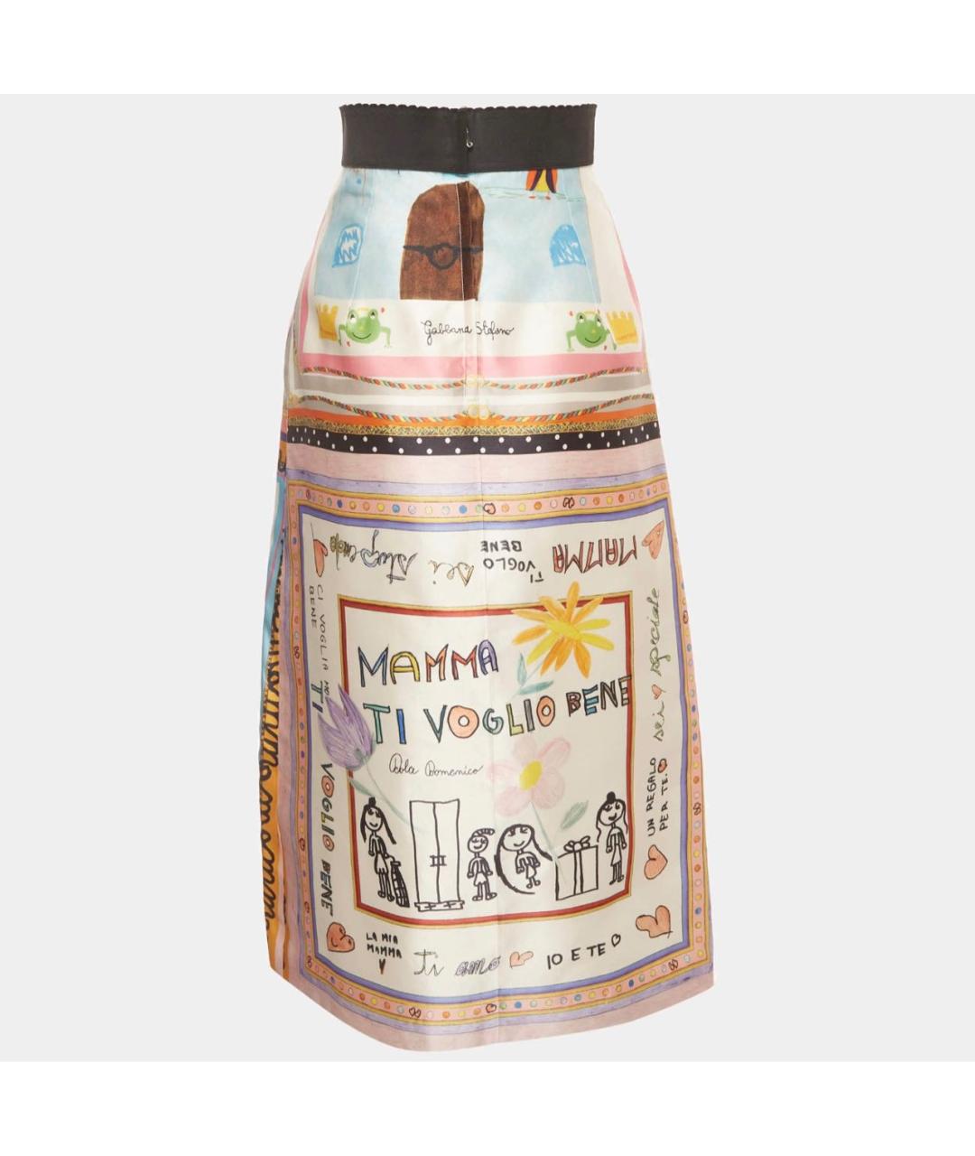 DOLCE&GABBANA Мульти шелковая юбка миди, фото 2
