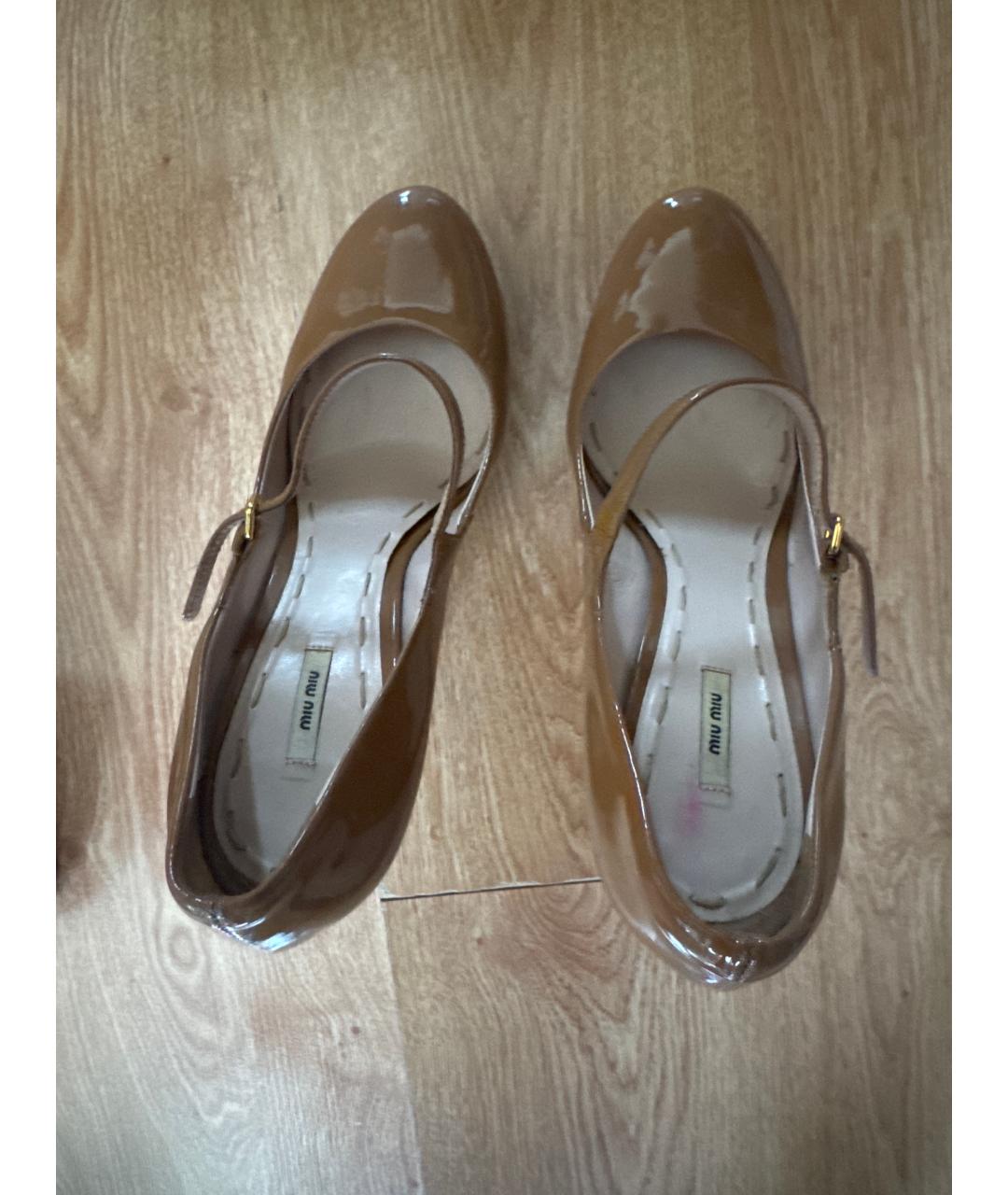 MIU MIU Бежевые кожаные туфли, фото 3