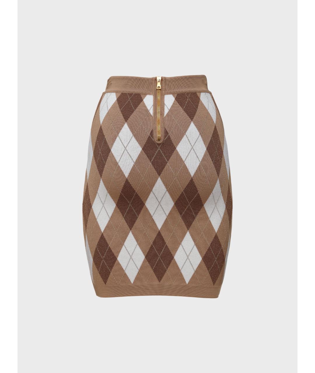 BALMAIN Коричневая юбка мини, фото 2
