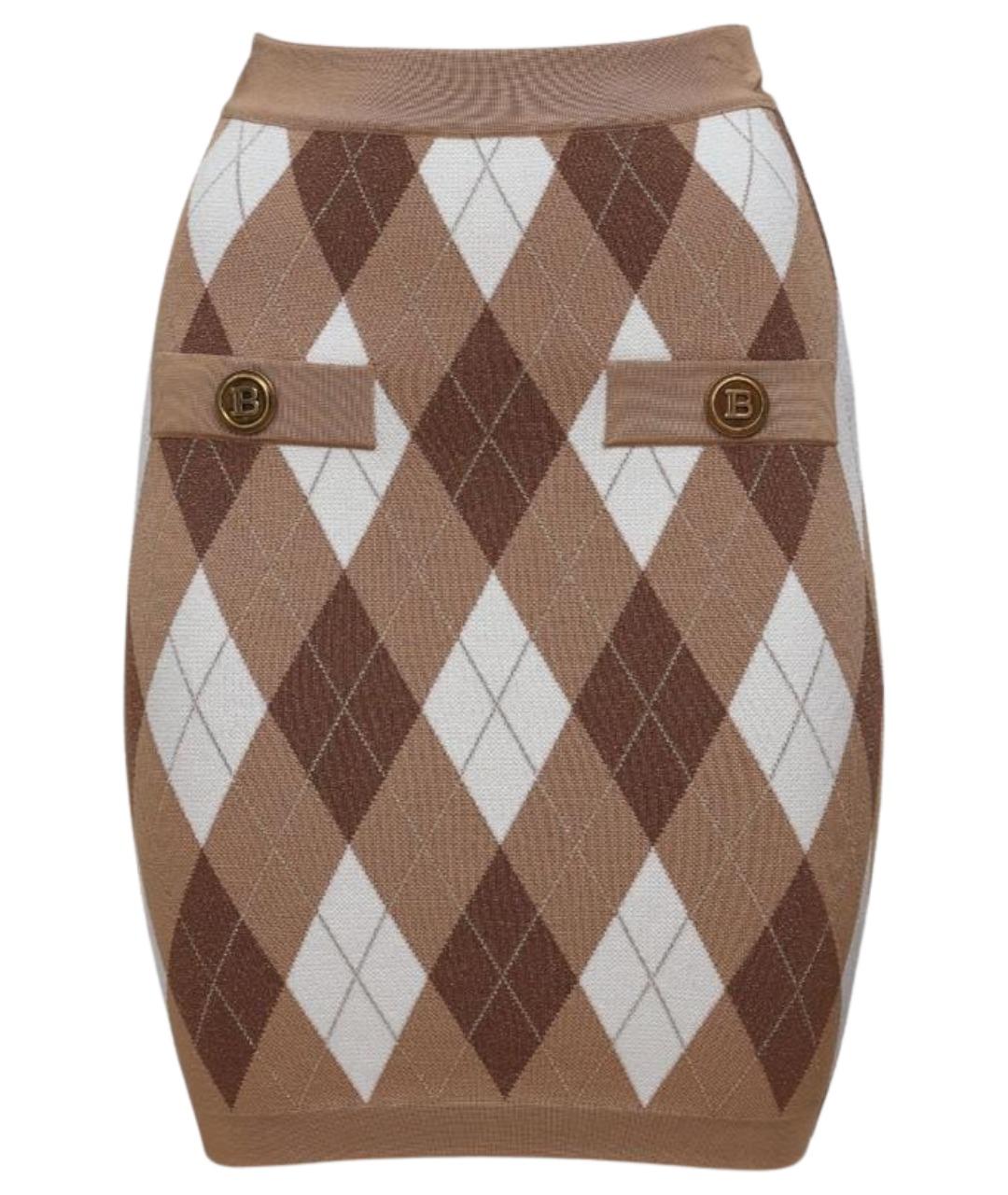 BALMAIN Коричневая юбка мини, фото 1