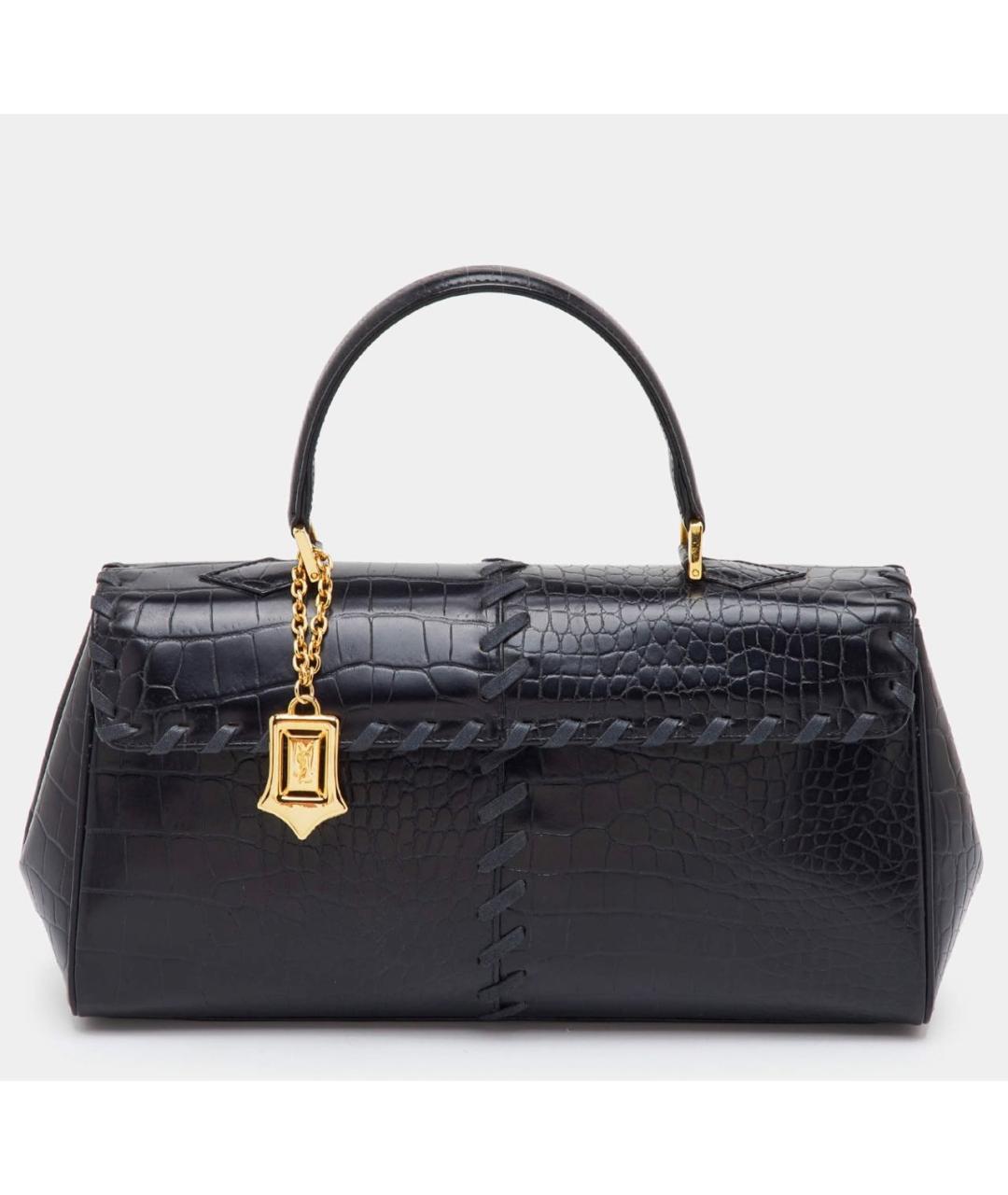 SAINT LAURENT Черная кожаная сумка с короткими ручками, фото 9