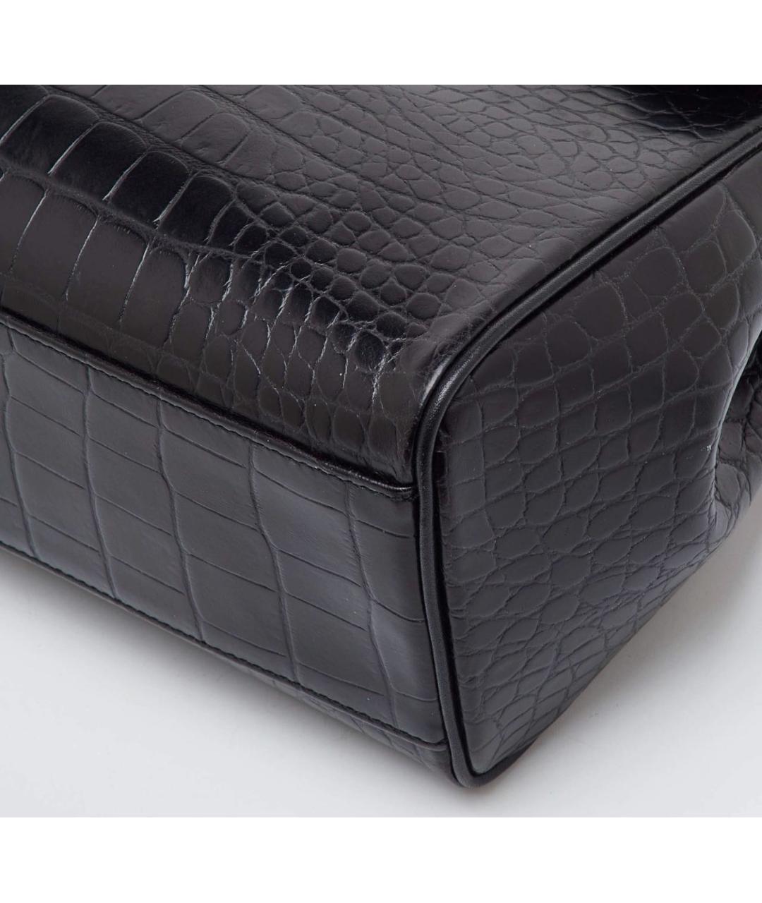 SAINT LAURENT Черная кожаная сумка с короткими ручками, фото 8