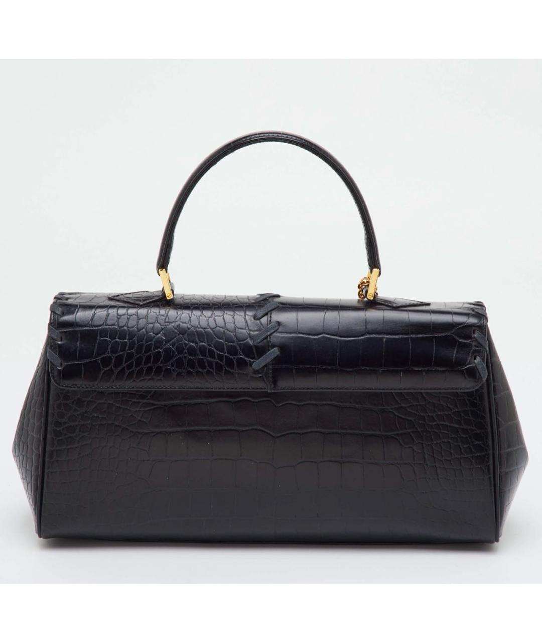 SAINT LAURENT Черная кожаная сумка с короткими ручками, фото 3