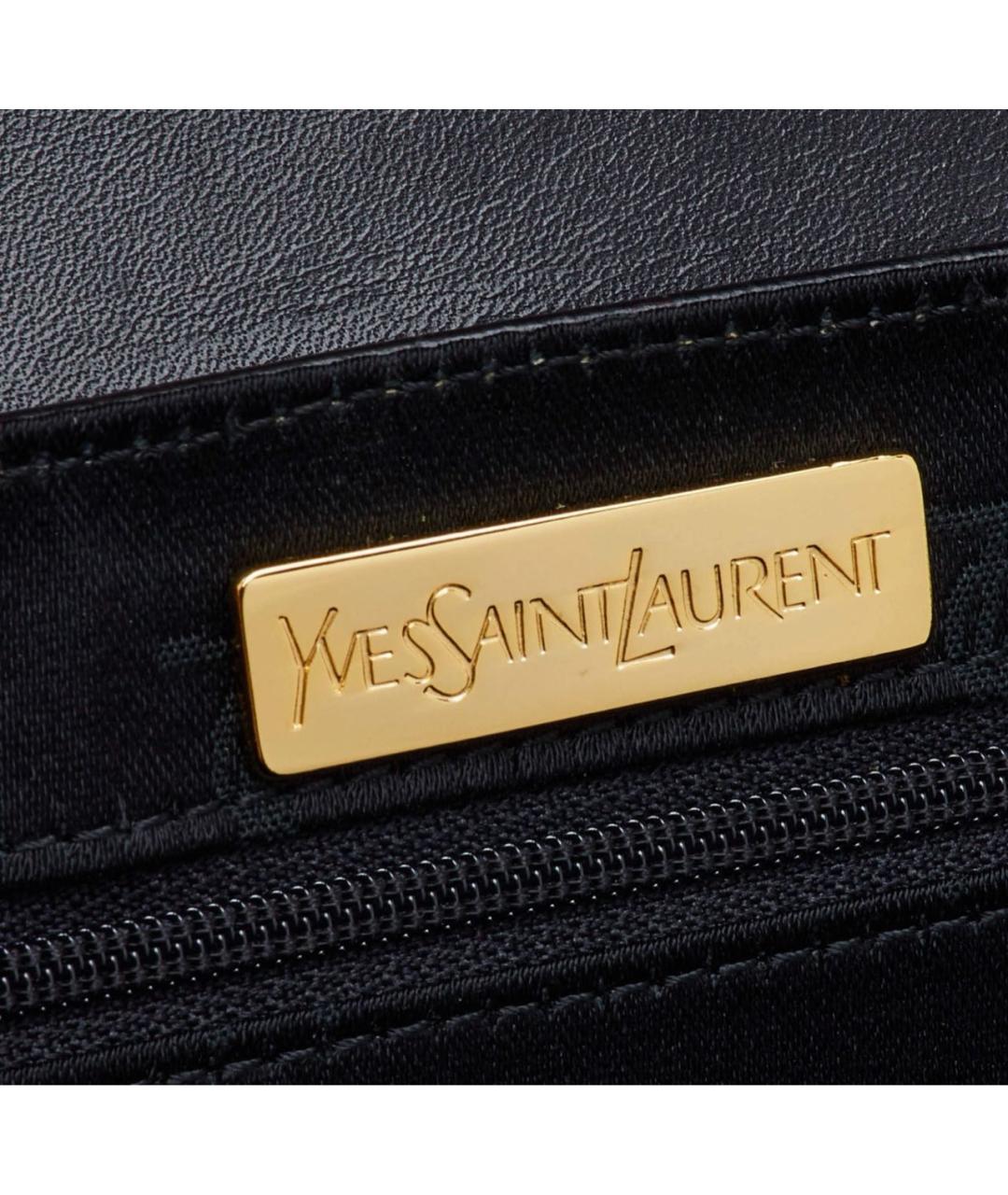 SAINT LAURENT Черная кожаная сумка с короткими ручками, фото 6