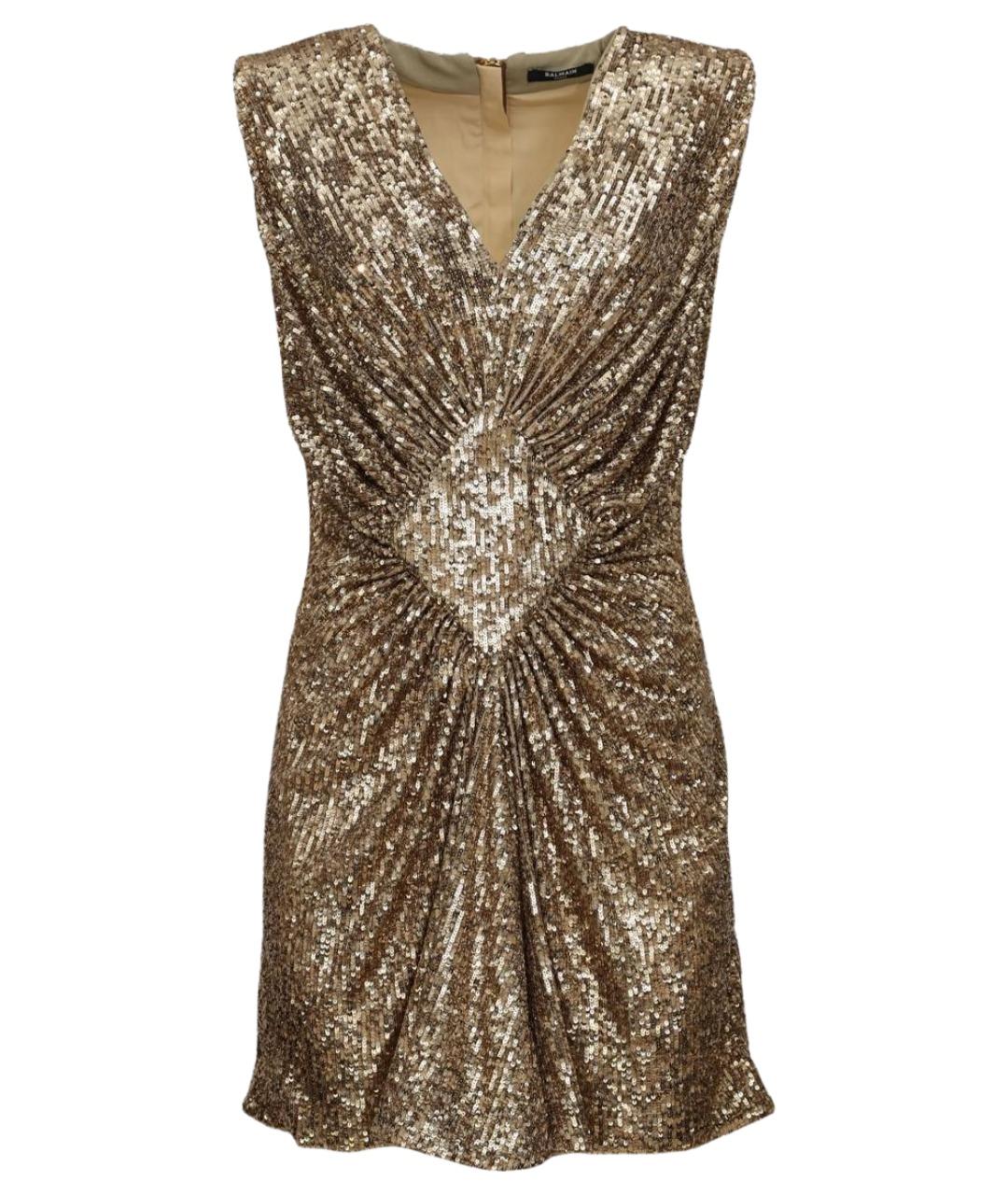 BALMAIN Золотое коктейльное платье, фото 1