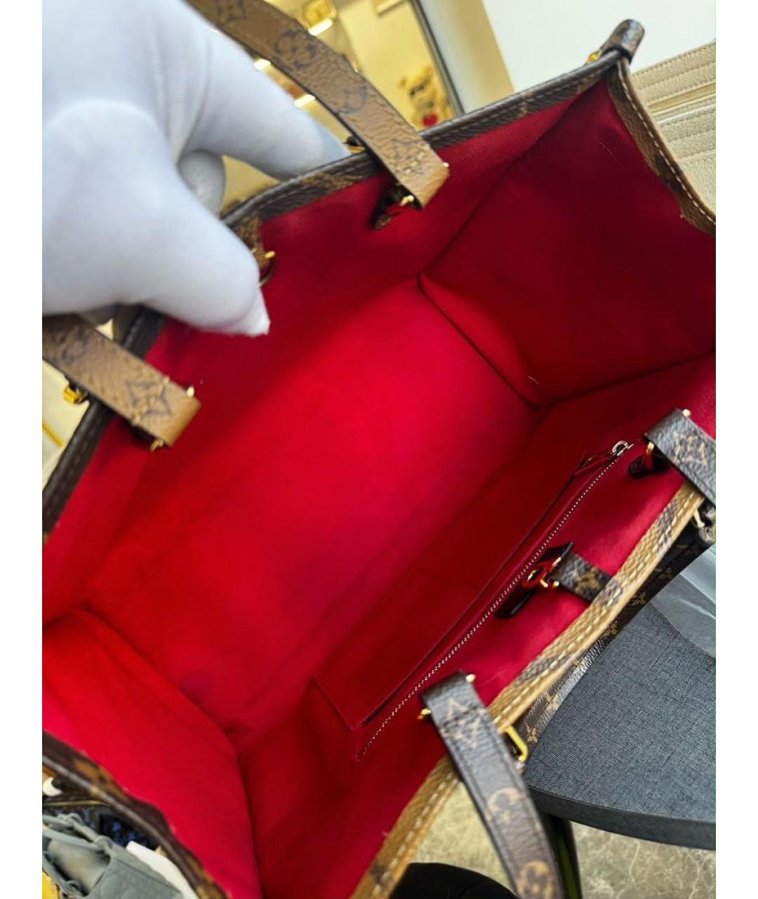 LOUIS VUITTON Коричневая канва сумка с короткими ручками, фото 6