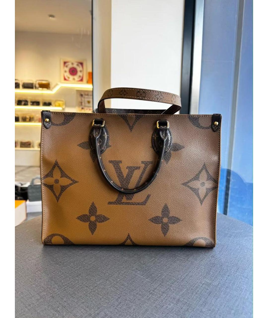 LOUIS VUITTON Коричневая канва сумка с короткими ручками, фото 2
