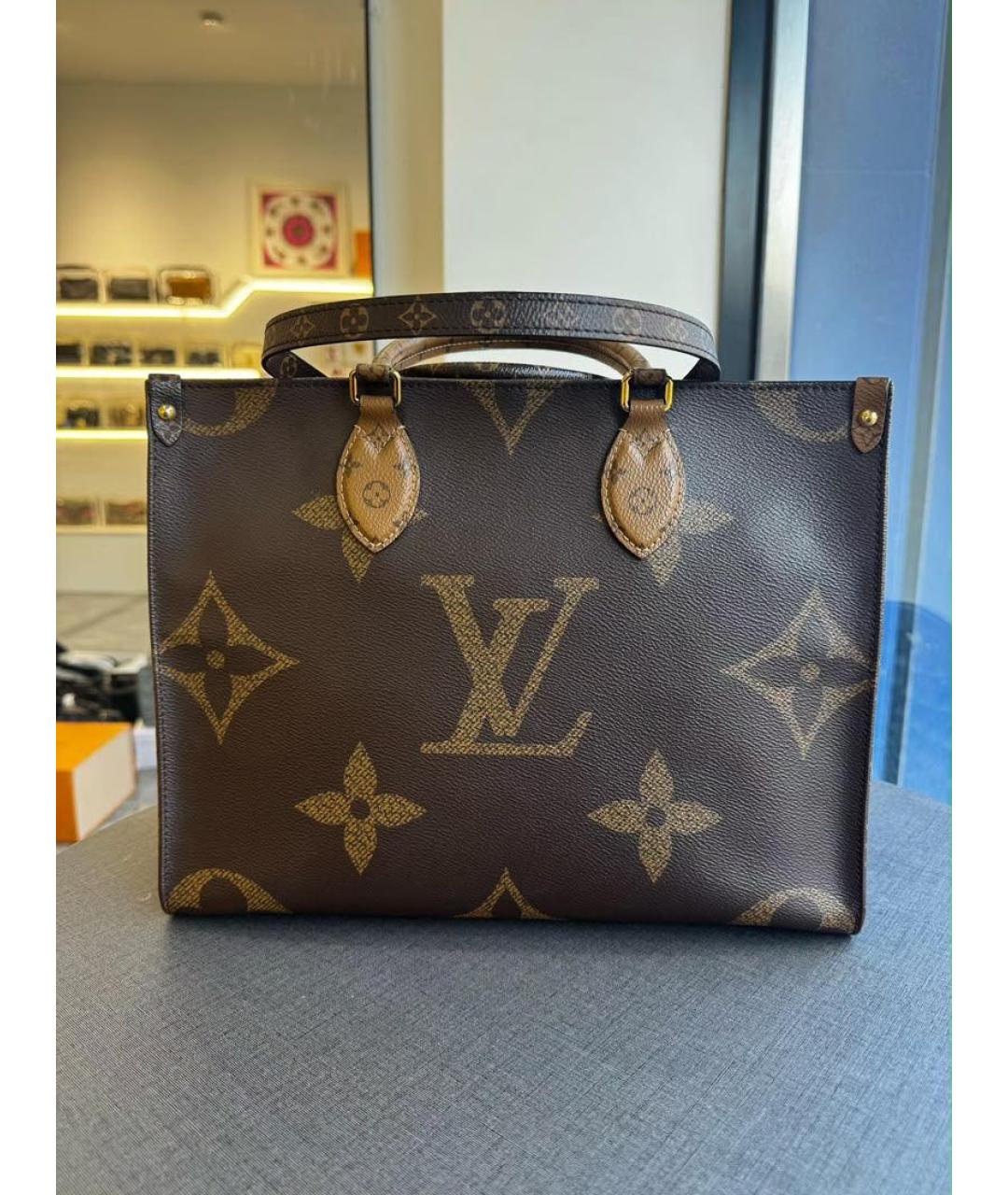 LOUIS VUITTON Коричневая канва сумка с короткими ручками, фото 8