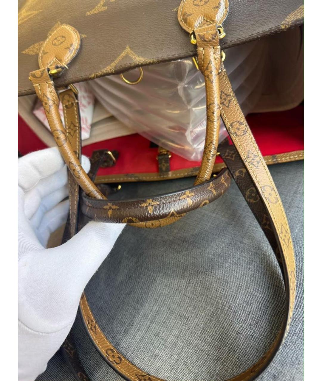 LOUIS VUITTON Коричневая канва сумка с короткими ручками, фото 3