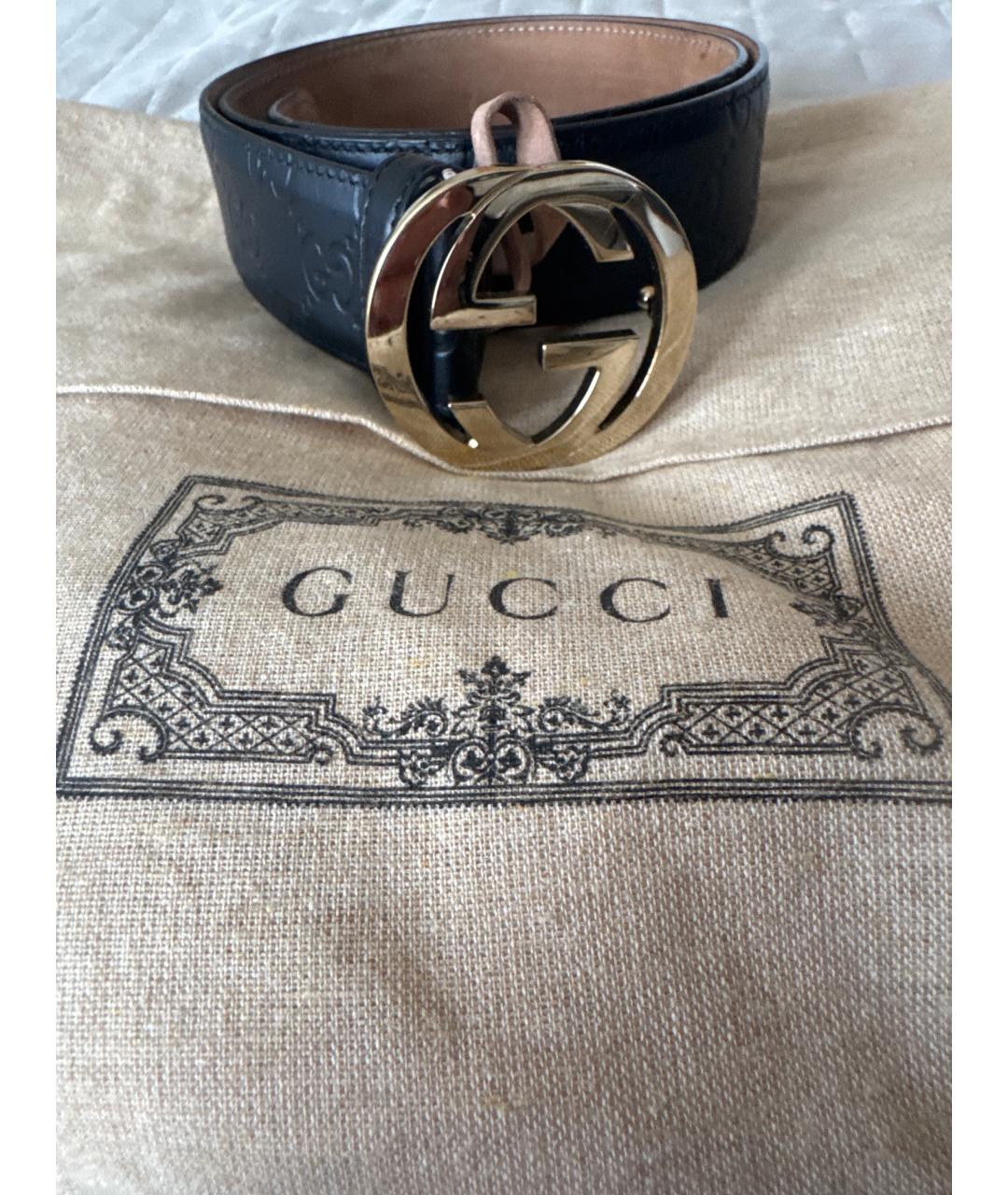 GUCCI Черный кожаный ремень, фото 4
