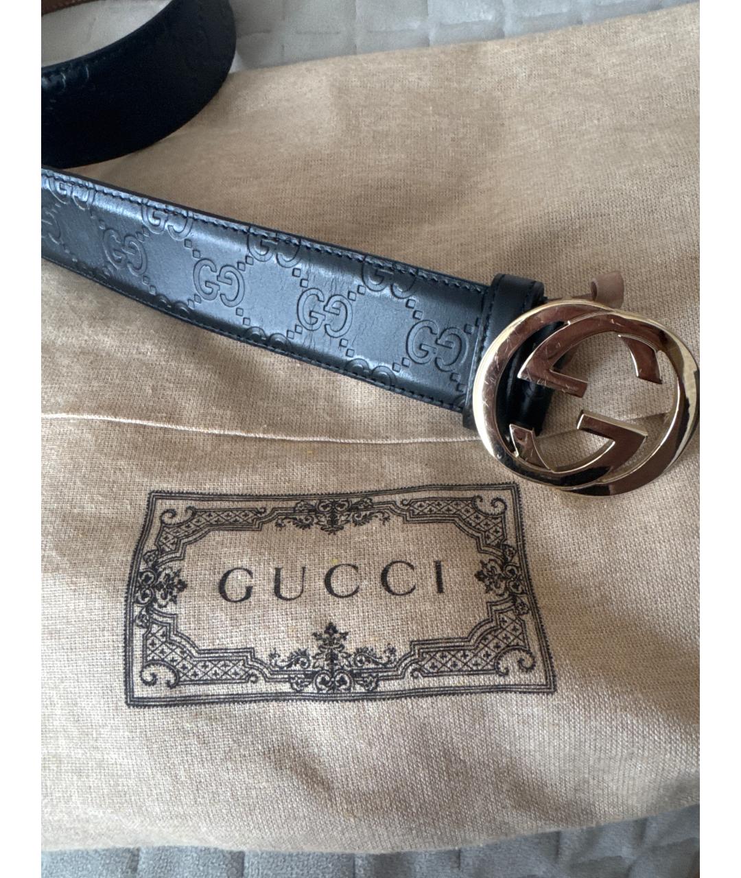 GUCCI Черный кожаный ремень, фото 2