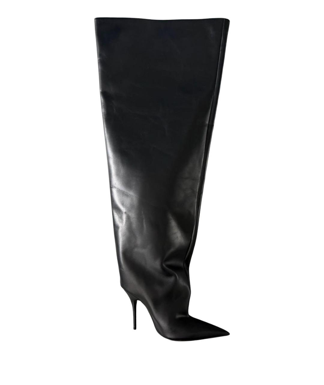 BALENCIAGA Черные кожаные сапоги, фото 1
