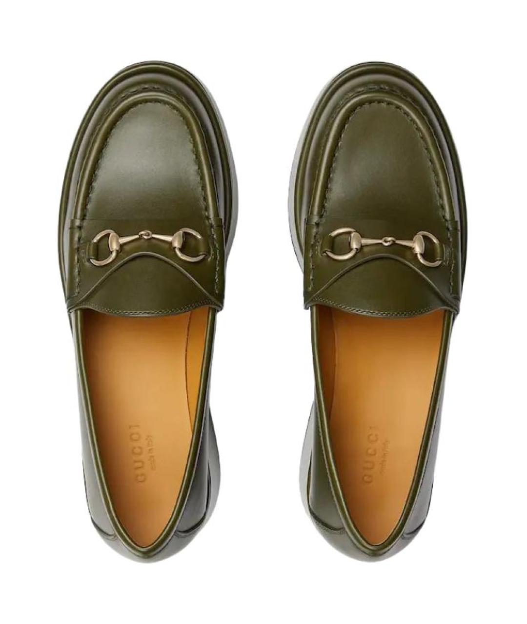 GUCCI Зеленые кожаные лоферы, фото 4