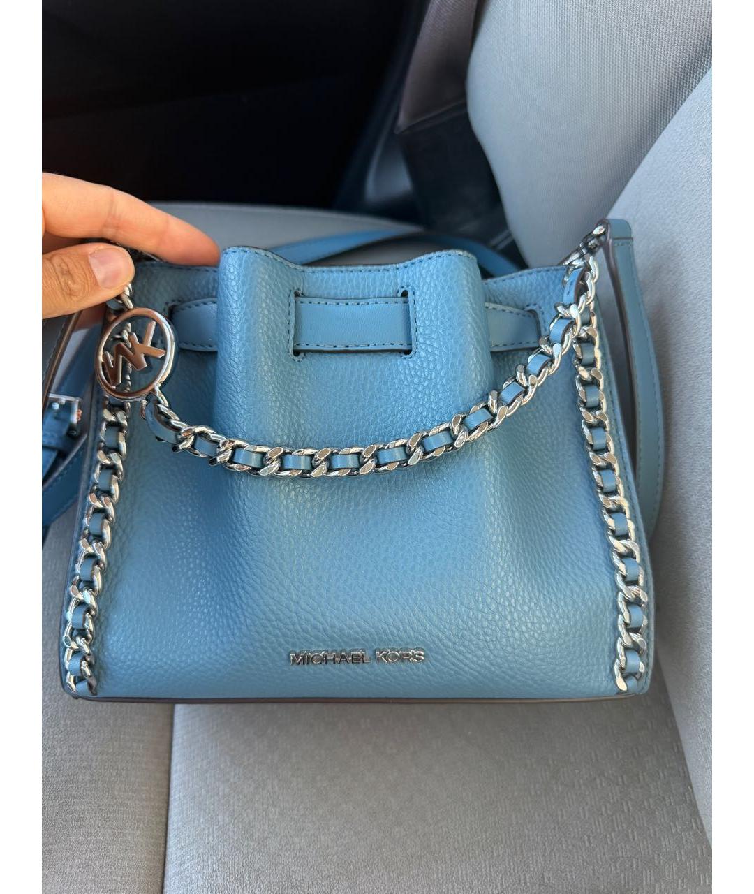 MICHAEL KORS Голубая кожаная сумка тоут, фото 3