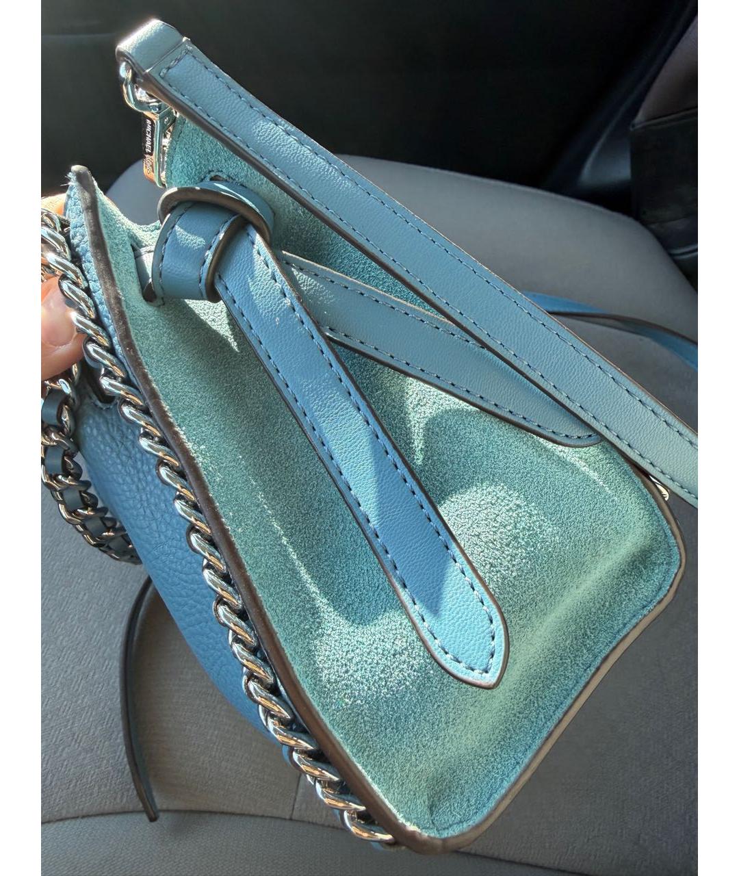 MICHAEL KORS Голубая кожаная сумка тоут, фото 4