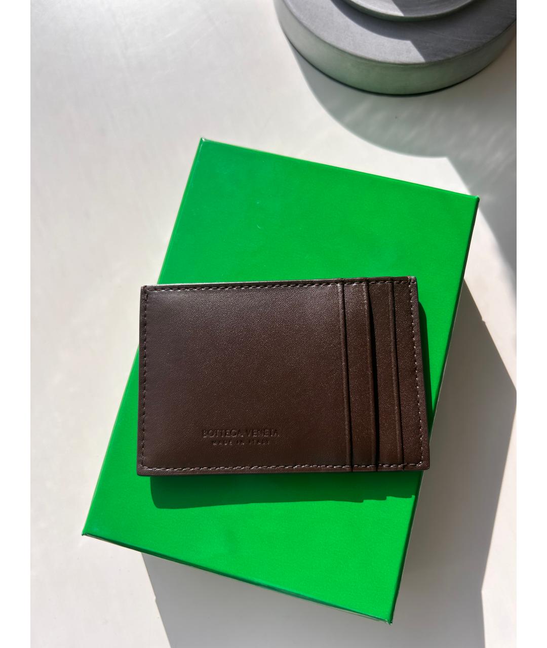 BOTTEGA VENETA Коричневый кожаный кардхолдер, фото 2