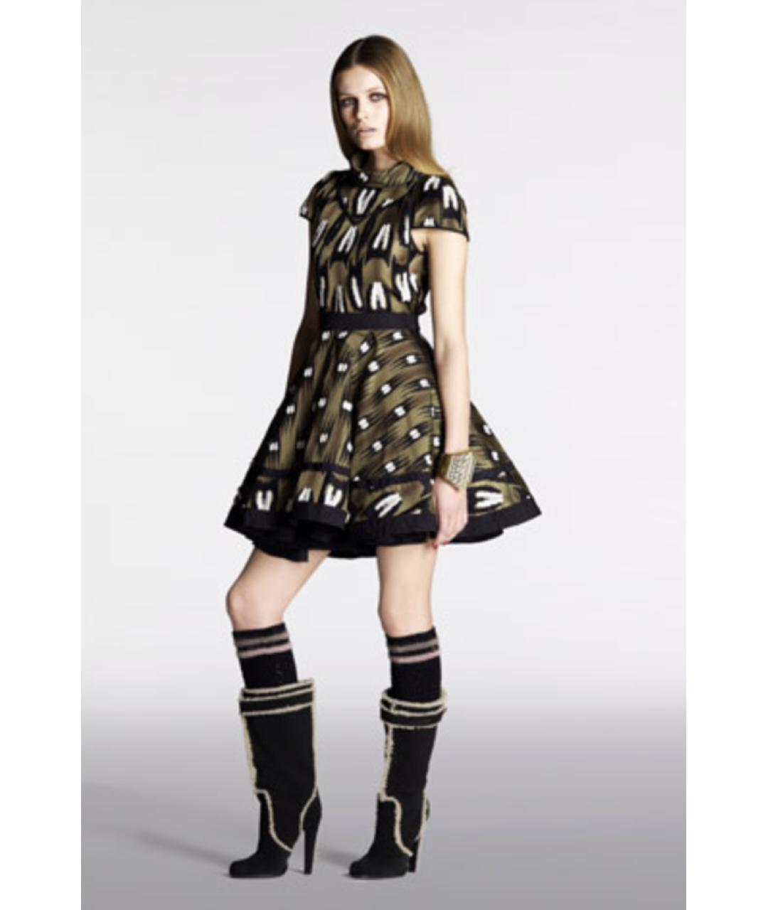 LOUIS VUITTON Хаки шелковое коктейльное платье, фото 7