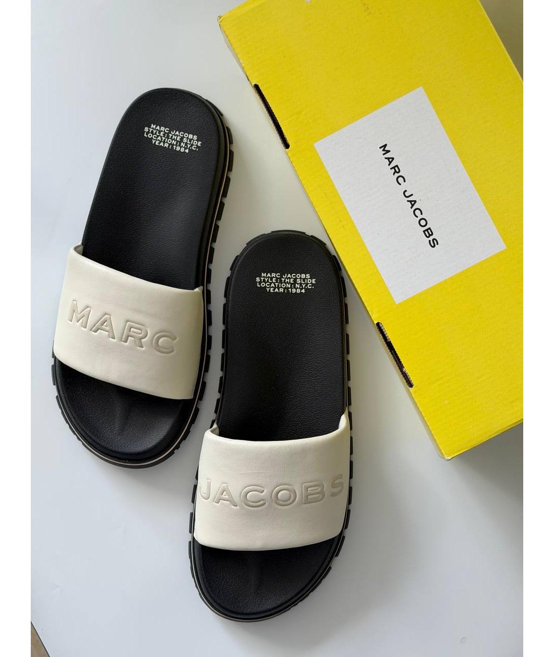 MARC JACOBS Белые кожаные шлепанцы, фото 3
