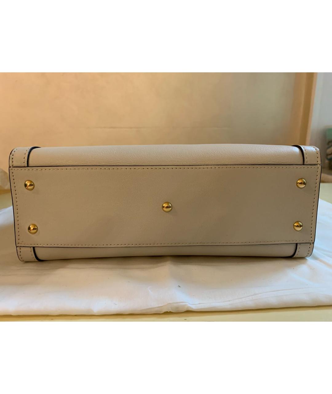 GUCCI Бежевая кожаная сумка с короткими ручками, фото 8