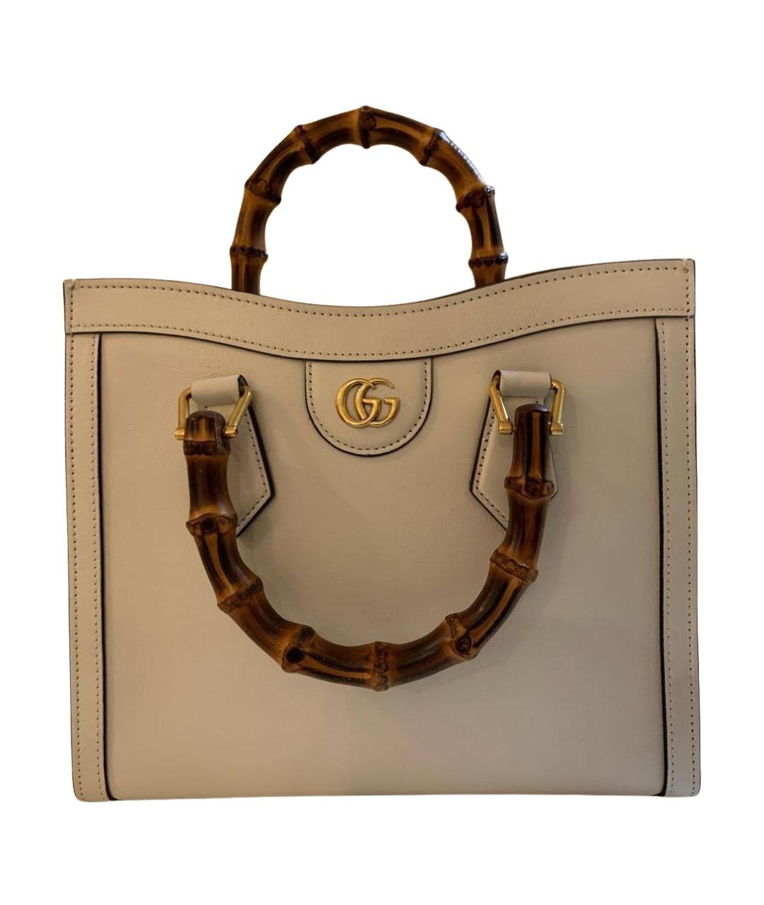 GUCCI Бежевая кожаная сумка с короткими ручками, фото 1