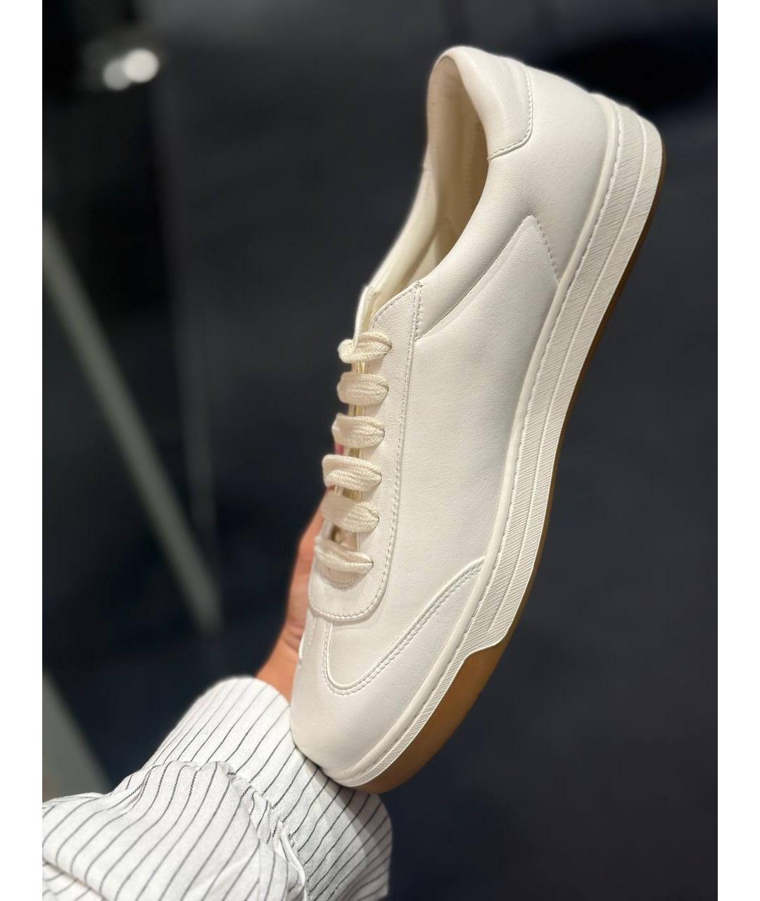 PRADA Белые кожаные низкие кроссовки / кеды, фото 3