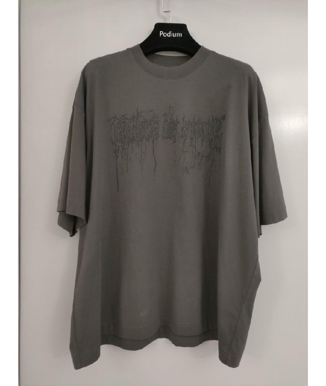 VETEMENTS Антрацитовая хлопковая футболка, фото 8