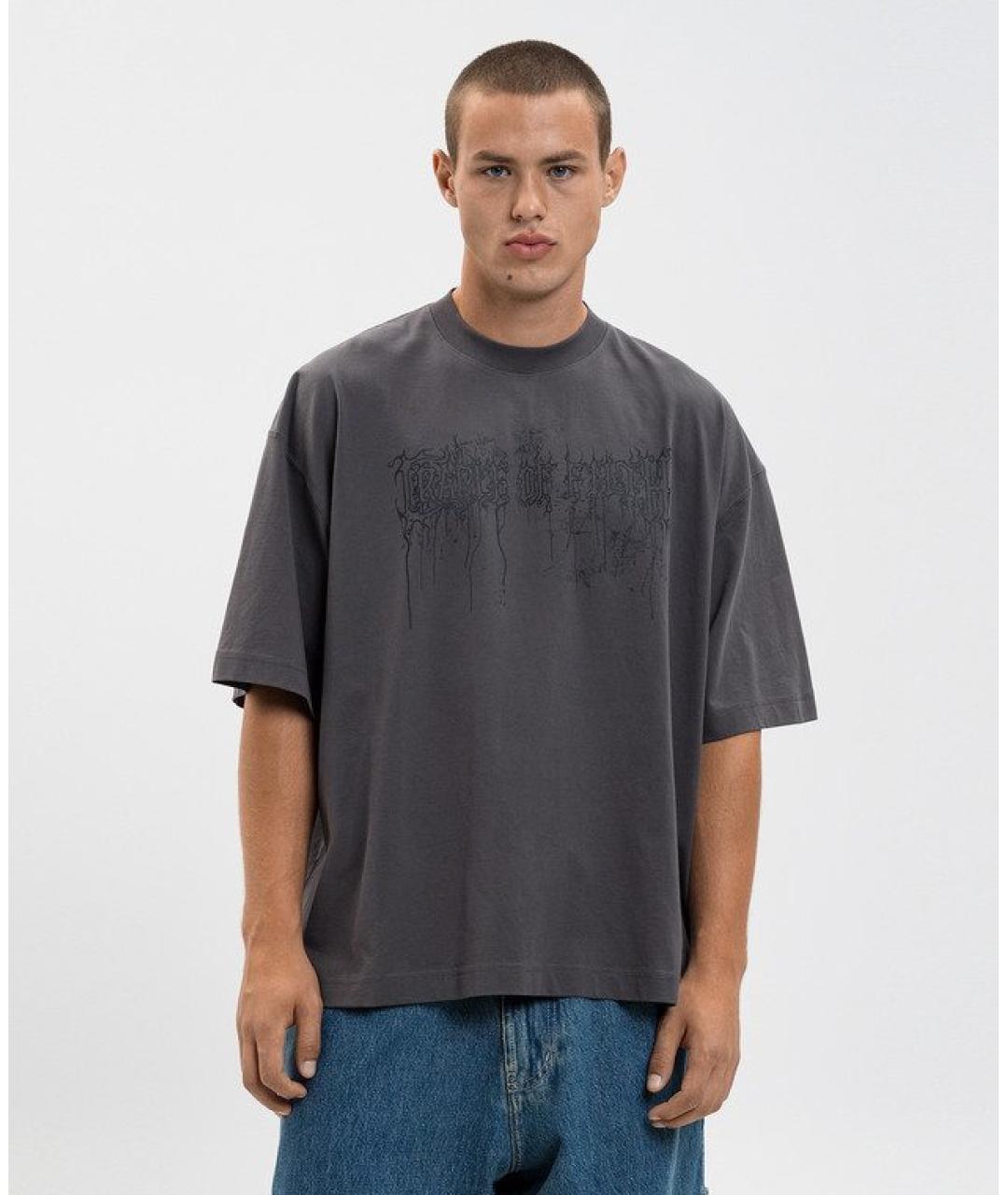VETEMENTS Антрацитовая хлопковая футболка, фото 5