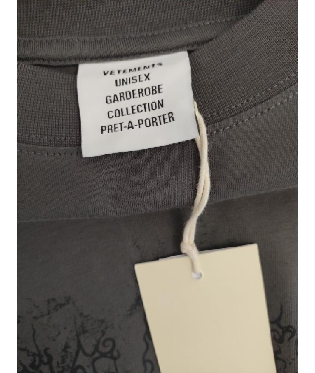 VETEMENTS Антрацитовая хлопковая футболка, фото 3