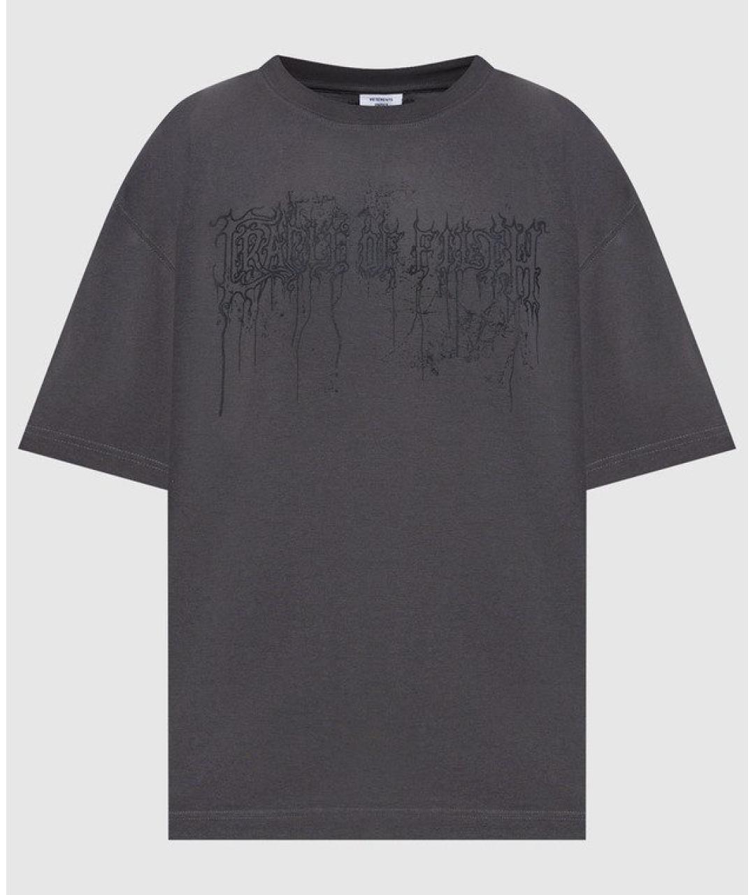 VETEMENTS Антрацитовая хлопковая футболка, фото 9
