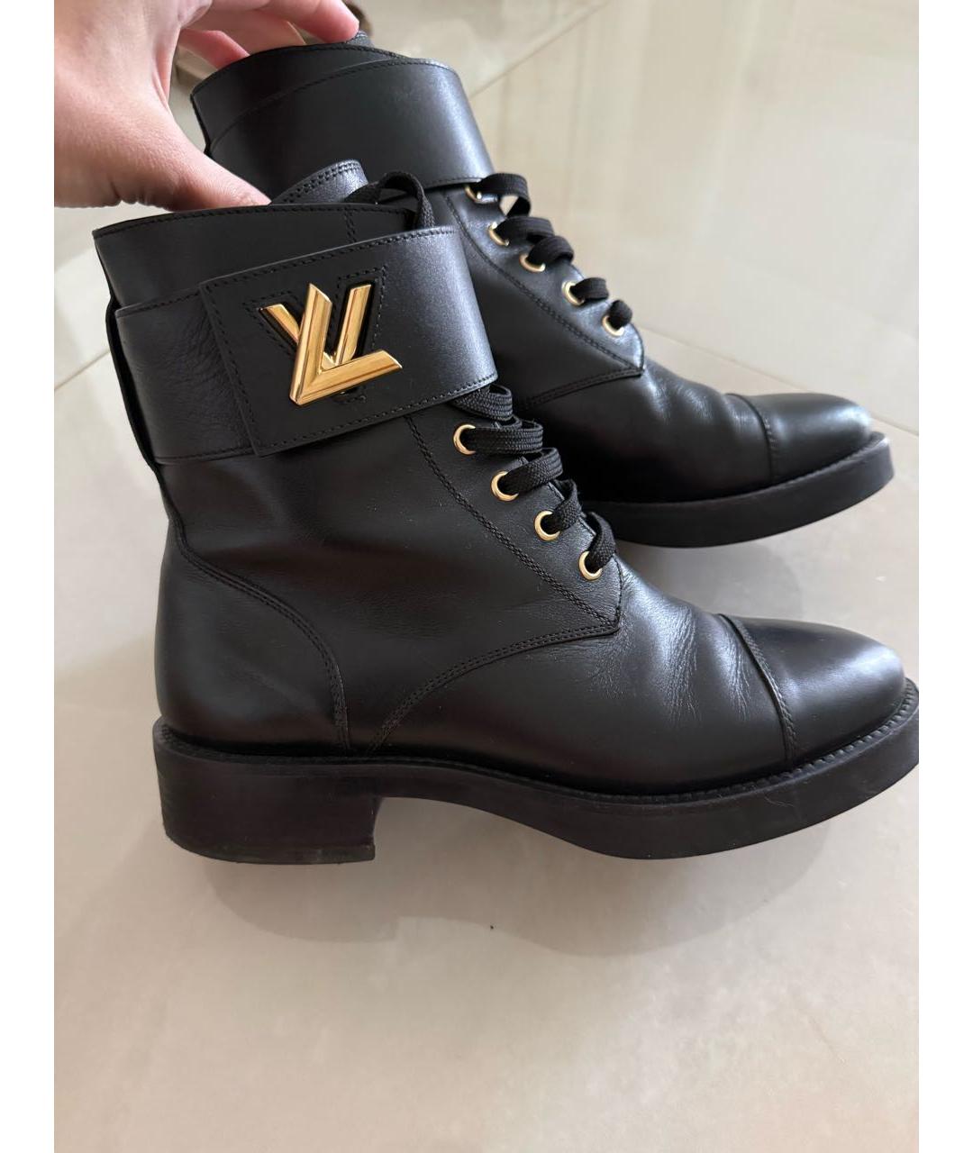 LOUIS VUITTON Черные кожаные ботинки, фото 3