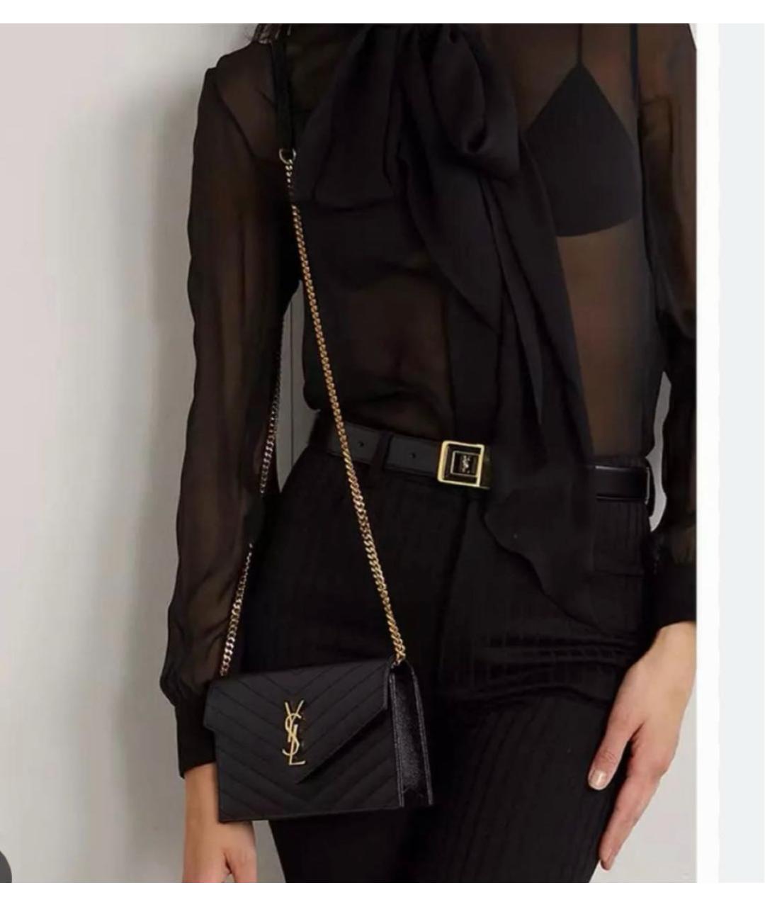 SAINT LAURENT Черная кожаная сумка через плечо, фото 3