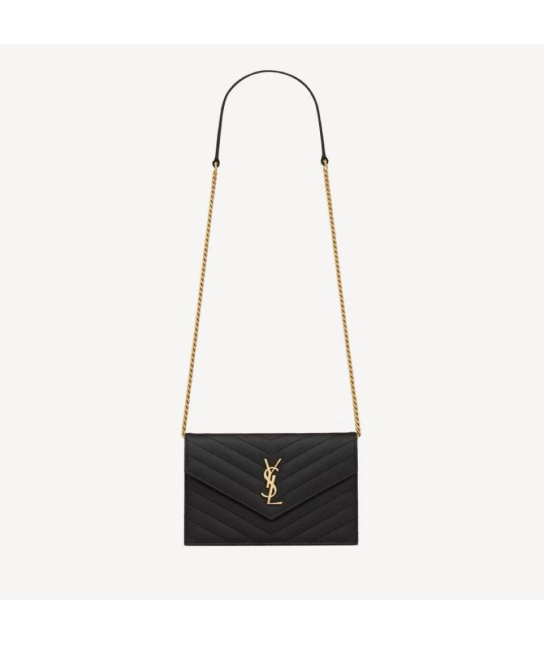 SAINT LAURENT Черная кожаная сумка через плечо, фото 4