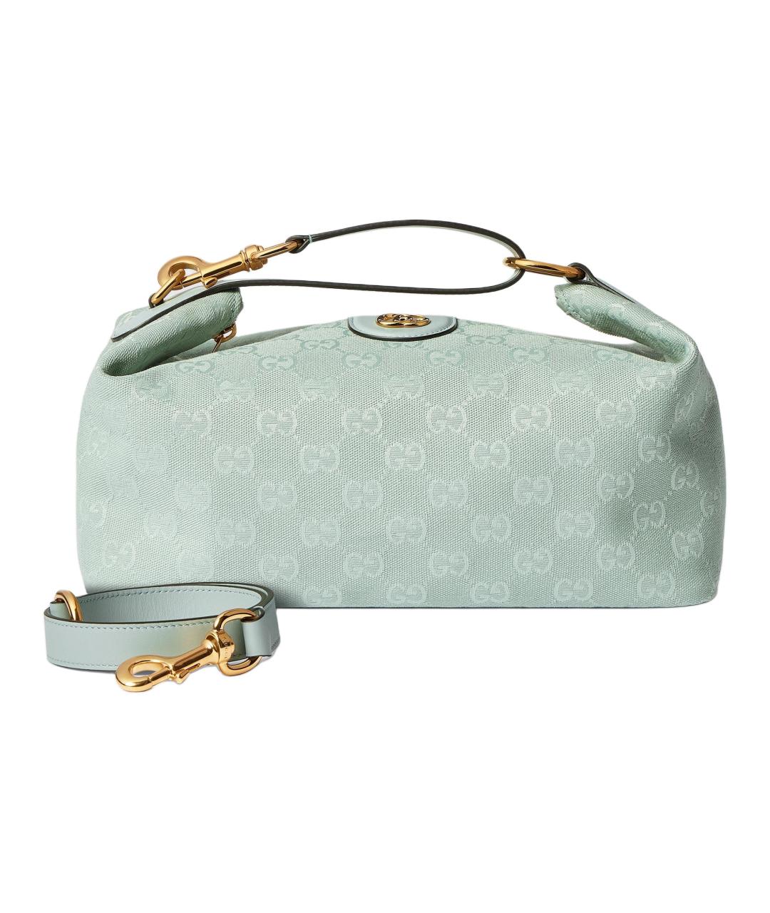 GUCCI Бирюзовая сумка через плечо из канвы, фото 2