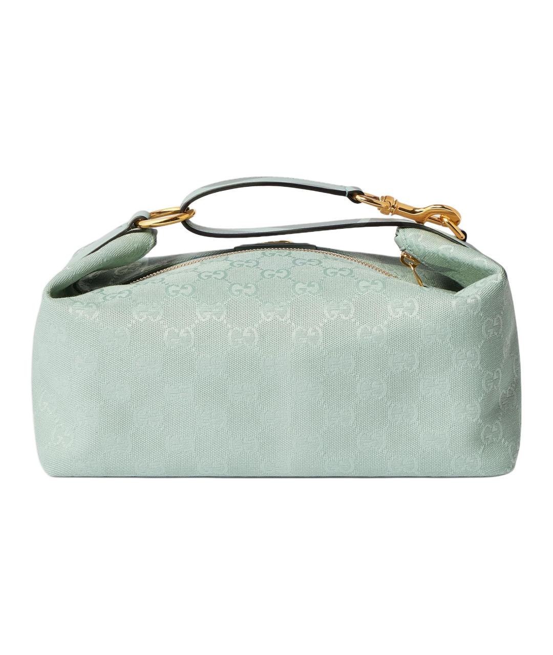 GUCCI Бирюзовая сумка через плечо из канвы, фото 4