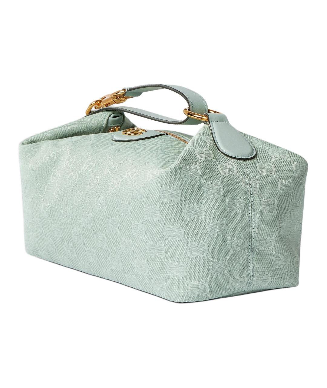 GUCCI Бирюзовая сумка через плечо из канвы, фото 3