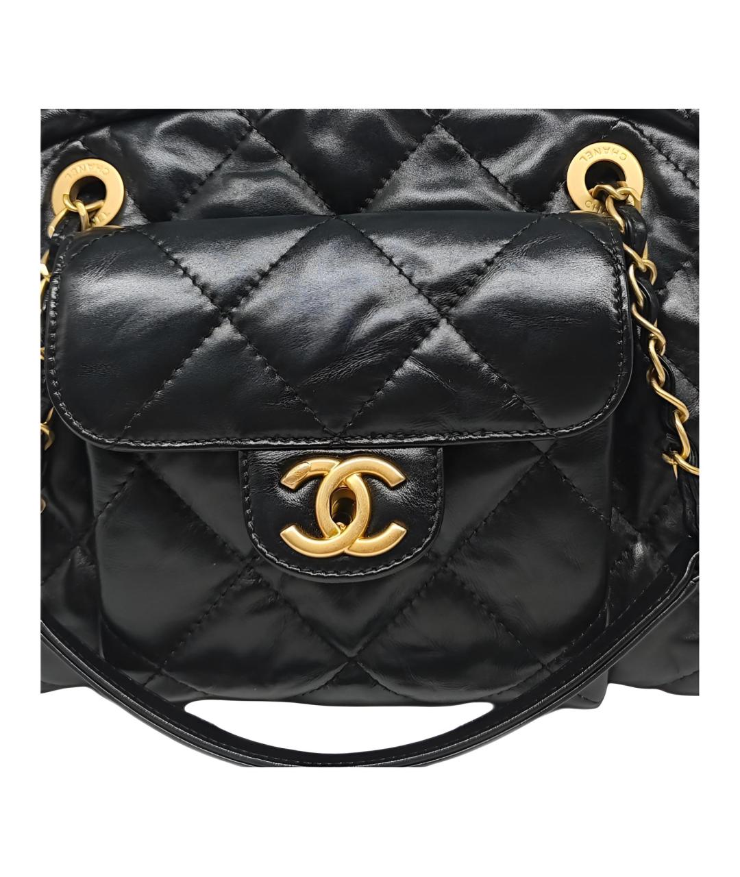 CHANEL Черная кожаная сумка через плечо, фото 4