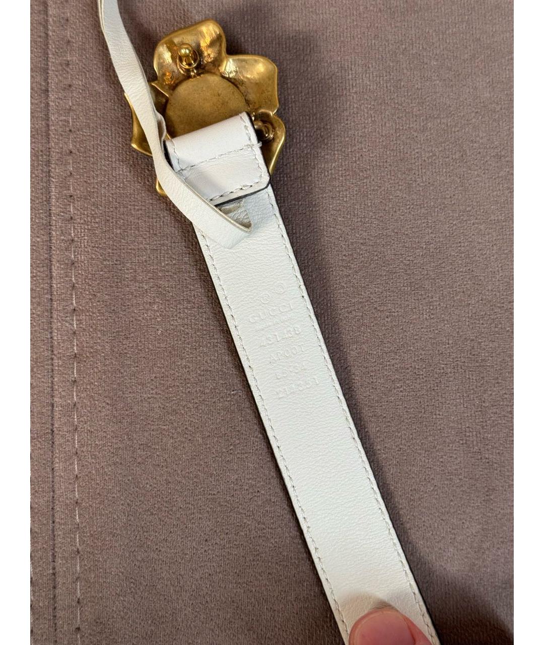 GUCCI Бежевый кожаный ремень, фото 5