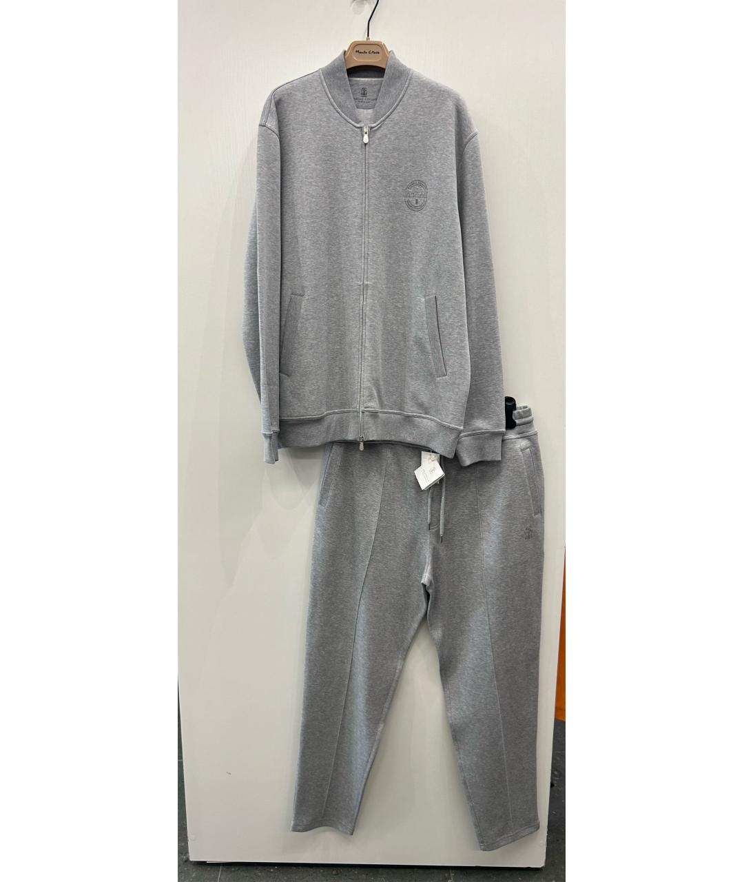 BRUNELLO CUCINELLI Серый хлопковый спортивный костюм, фото 8