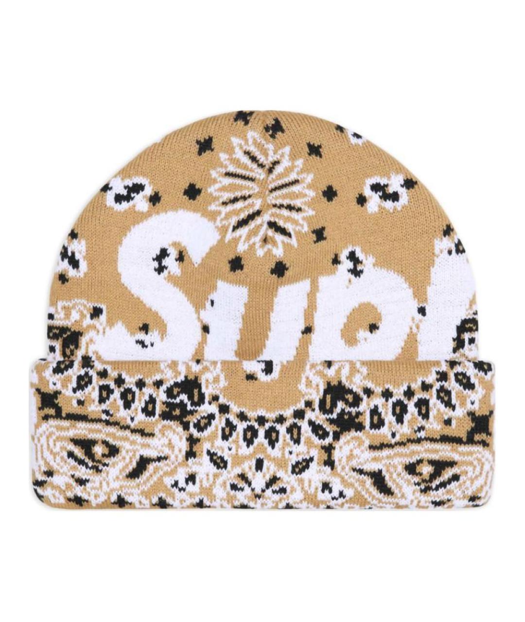 SUPREME Бежевая шапка, фото 1