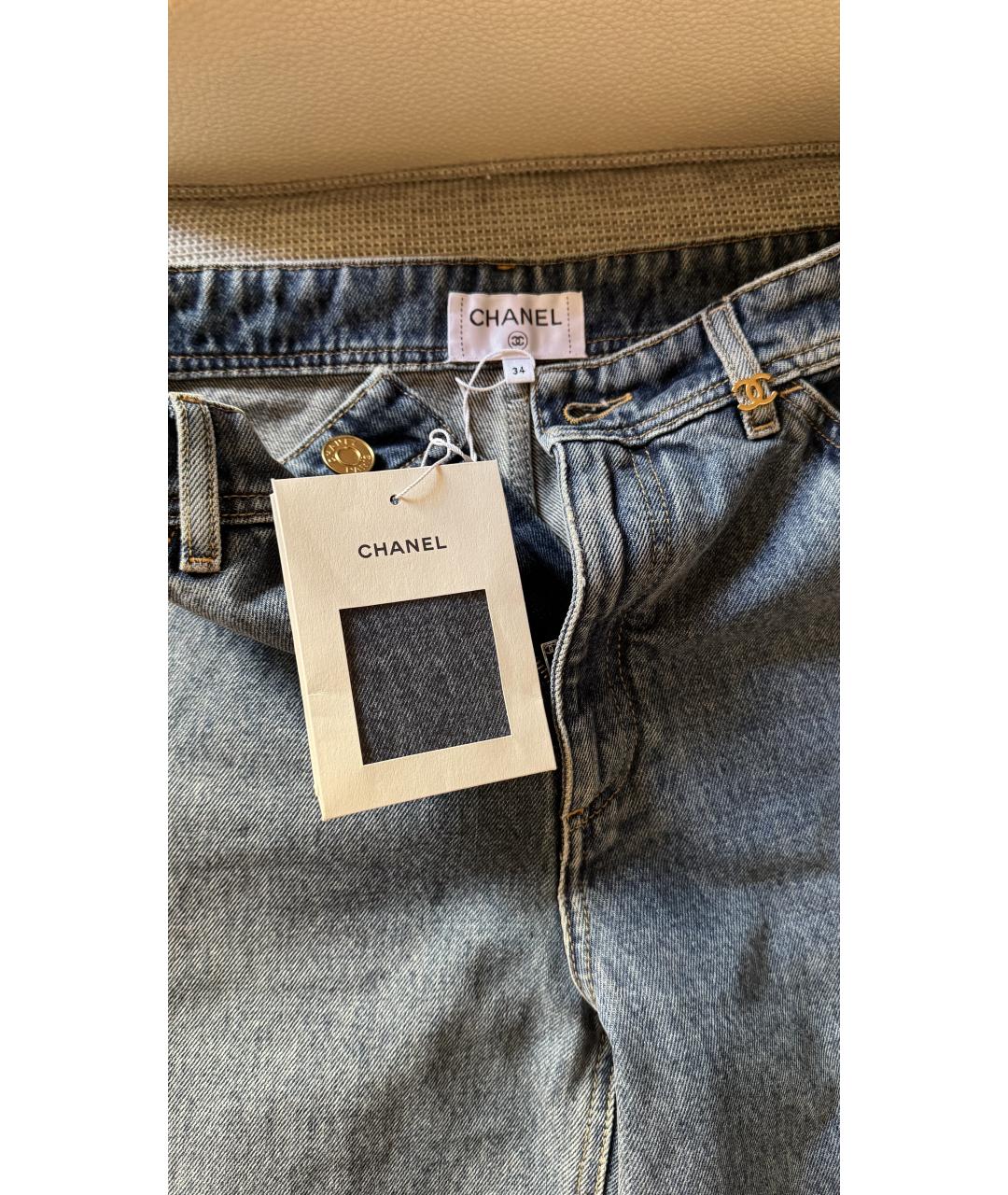 CHANEL Голубые хлопковые прямые джинсы, фото 3