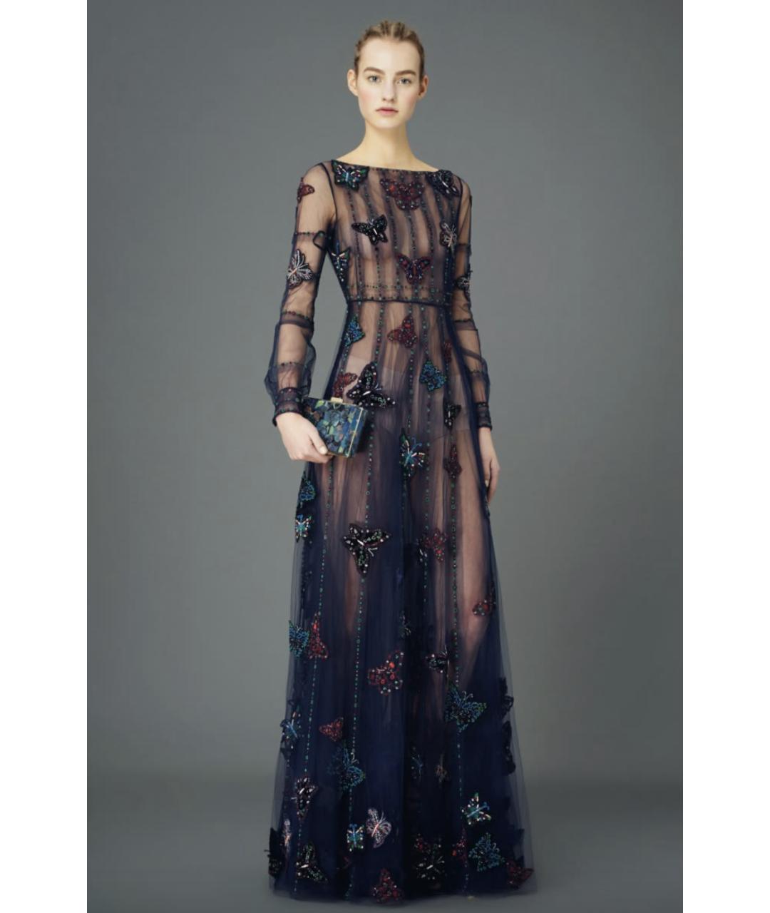 VALENTINO Синее вискозное вечернее платье, фото 4