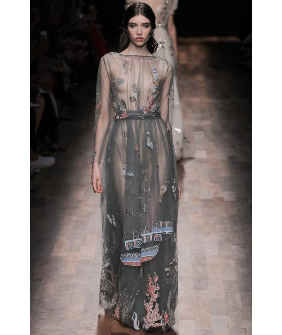 VALENTINO Голубое шелковое вечернее платье, фото 9