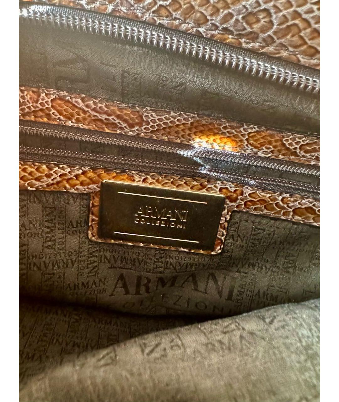 ARMANI COLLEZIONI Коричневая кожаная сумка тоут, фото 4